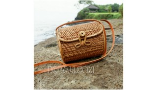 ata grass rattan cylinder design full handmade hand woven bag purses 